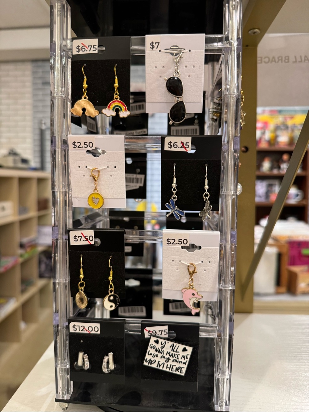 New 4 pairs earrings 2 bag charms $ 1 fun pin